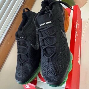 Nike Vapormax Black with Green and Orange Accents